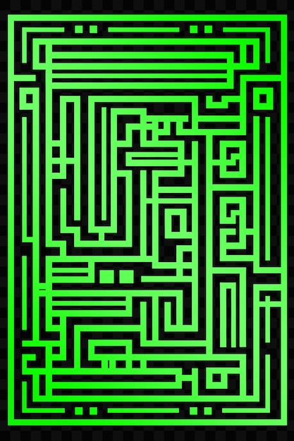 PSD un labyrinthe vert avec une ligne verte qui dit z dessus