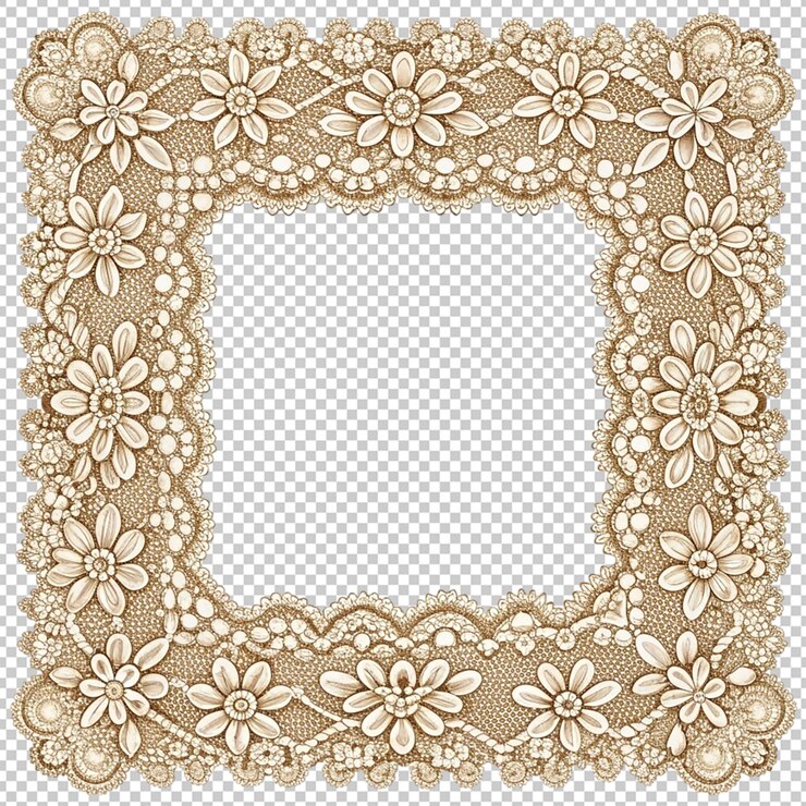 PSD lace frame on transparent background