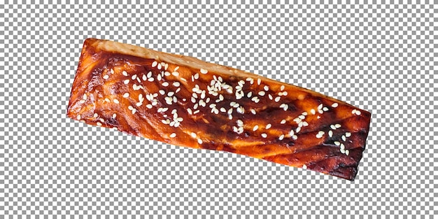 Lachs mit Sesamkörnern auf transparentem Hintergrund