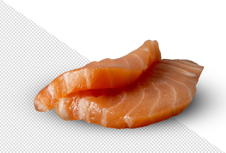 PSD lachs-sashimi isoliert auf weißem hintergrund mit beschneidungspfad