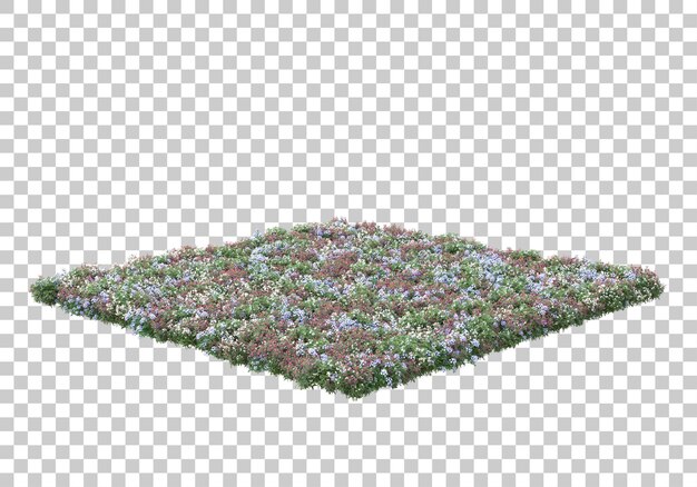 Ladang bunga dengan ilustrasi render 3D latar belakang transparan