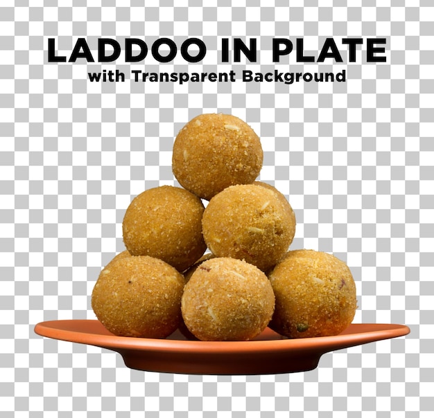 Laddoo en placa con fondo transparente en formato psd