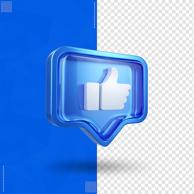 Lado direito do ícone do Facebook isolado em renderização 3D