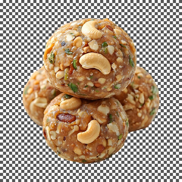 PSD ladoo de caju dulce indio dulce aislado sobre un fondo transparente