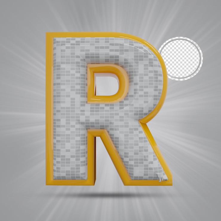 PSD ladrillo estilo alfabeto letra r render 3d