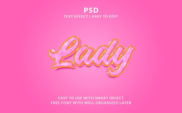 PSD lady 3d editable photoshop estilo de efecto de texto psd con fondo