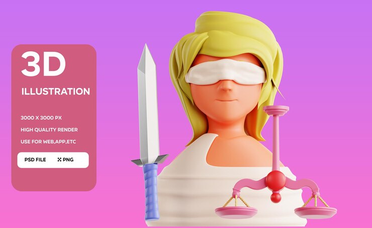 PSD lady justice 3d ilustración de objetos