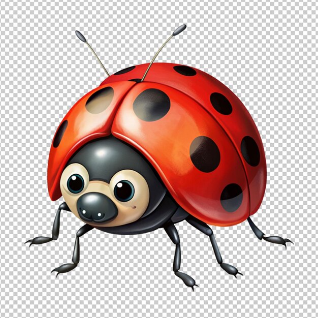 Ladybug de desenho animado em fundo transparente