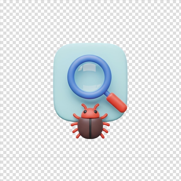 Ladybug symbol representing a software code bug a 3D rendered programming icon