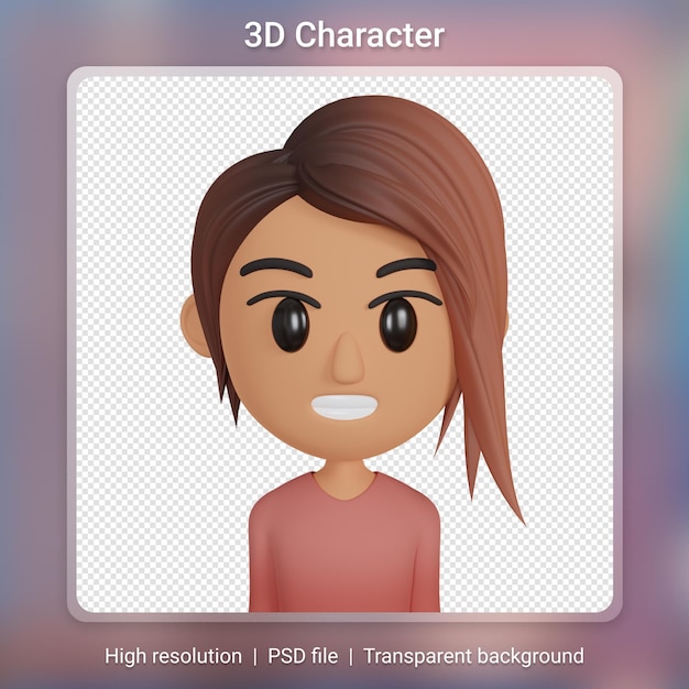 PSD lächelnde frau avatar 3d illustration