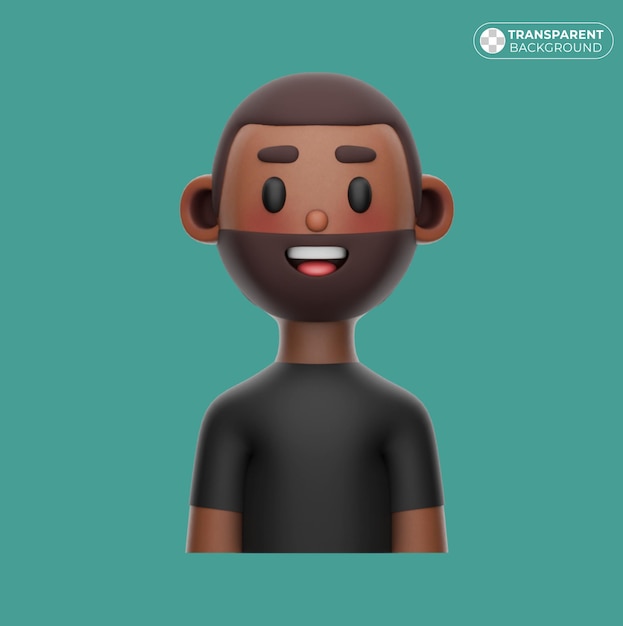 Lächelnder 3D-Cartoon-Schwarzer Mann