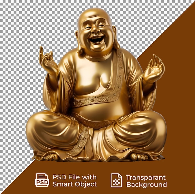 Lächelnder Buddha mit isolierter Farbe auf weißem Hintergrund.