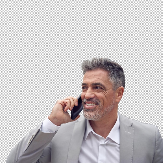Lächelnder Geschäftsmann, der am Telefon spricht