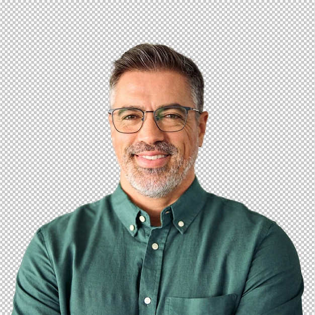 Lächelnder Mann mit Brille und grünem Hemd