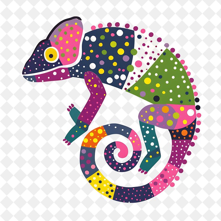 PSD un lagarto colorido con puntos coloridos en su espalda