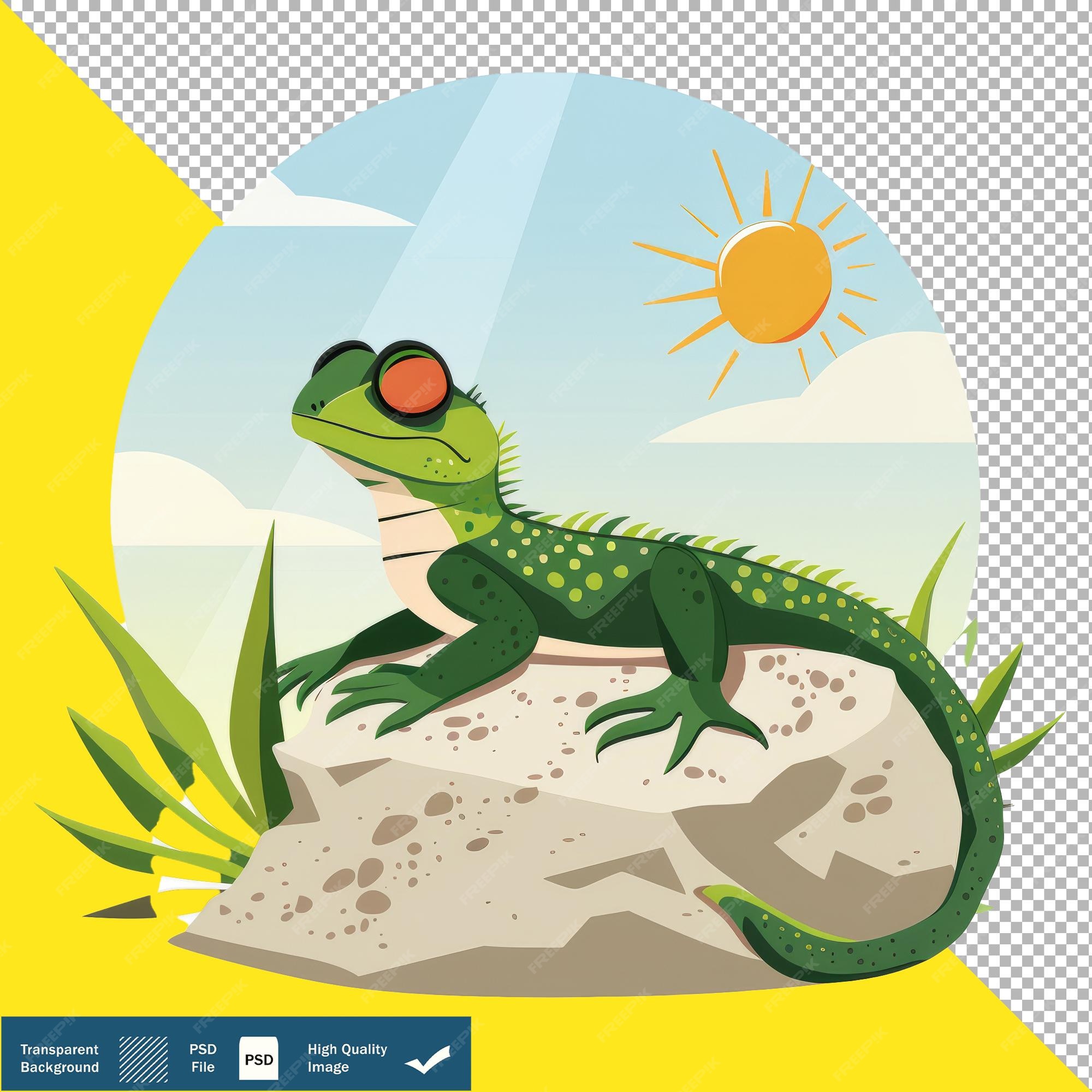 Lagarto tomando el sol en Rock dibujos animados Vector fondo