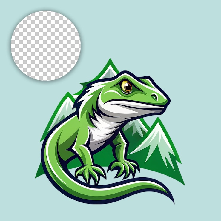 PSD el lagarto varanus prasinus aislado sobre un fondo transparente