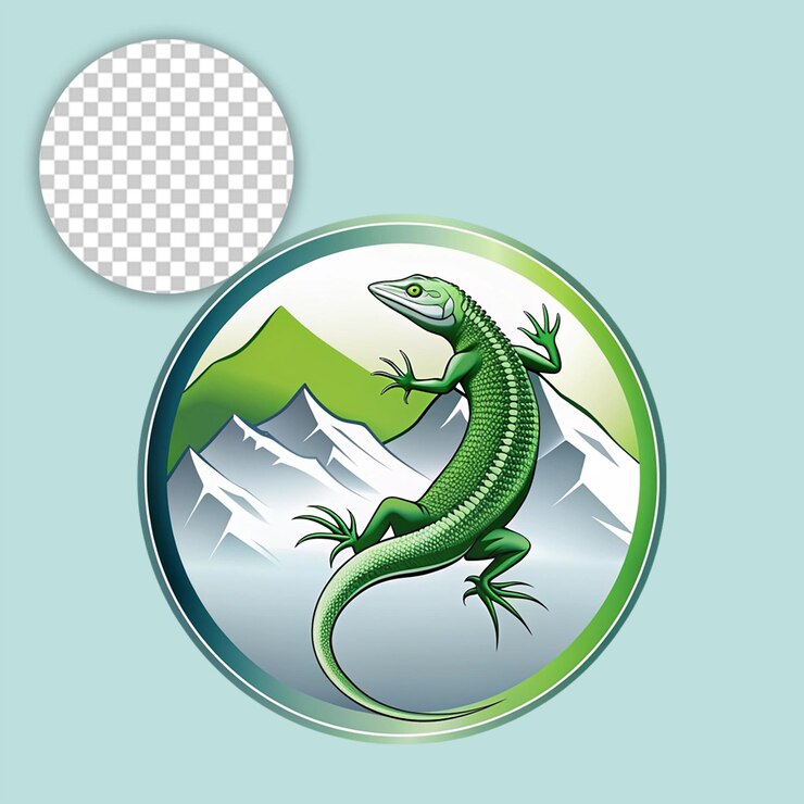 PSD el lagarto varanus prasinus aislado sobre un fondo transparente