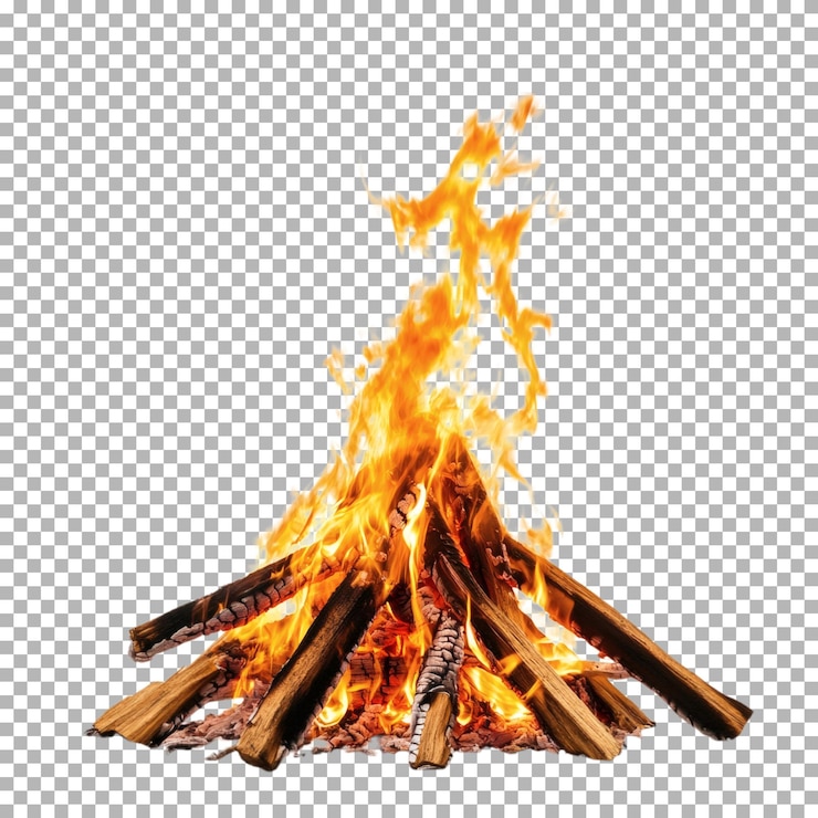 PSD lagerfeuer in der nacht isoliert auf durchsichtigem hintergrund