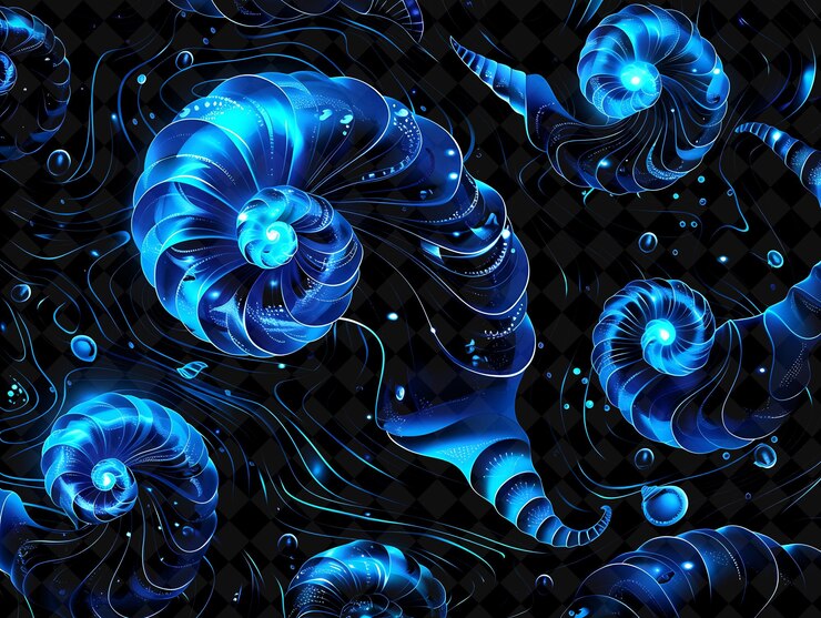 PSD la laguna azul brillante girando y mezclando conchas marinas en color neón comida bebida colección y2k