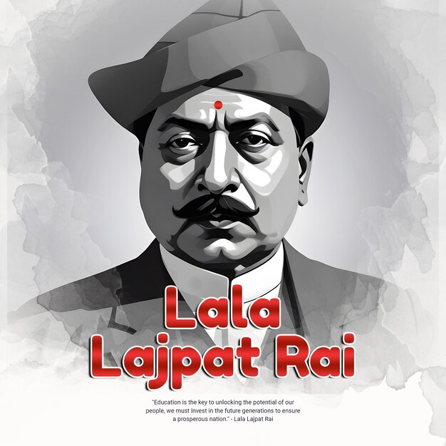 Lala rajpat rai jayanti celebração de mídia social post banner modelo