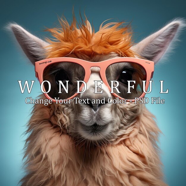 Lama con gafas de sol de colores