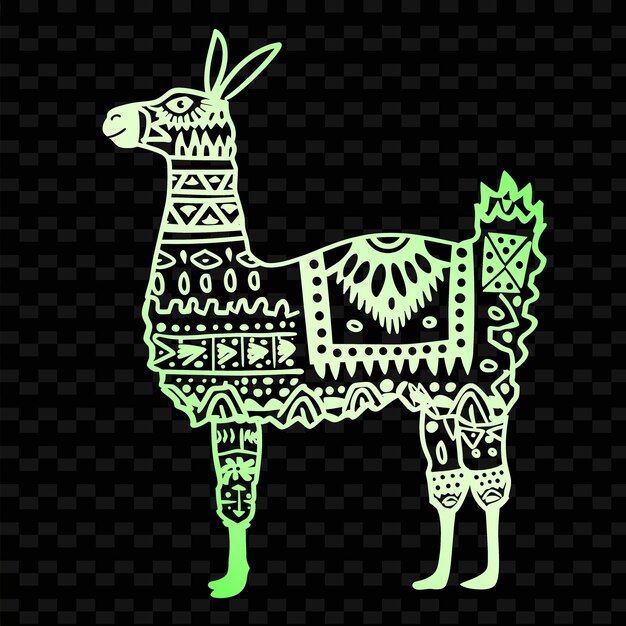 PSD un lama avec un motif vert et blanc dessus