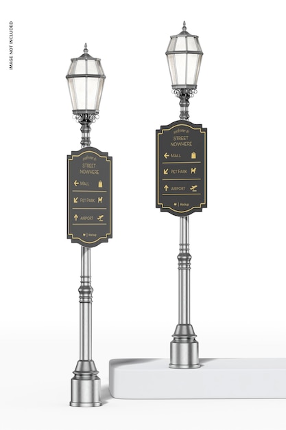 PSD lamp post signages mockup