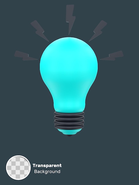 Lâmpada 3D para fundo transparente de campanhas criativas