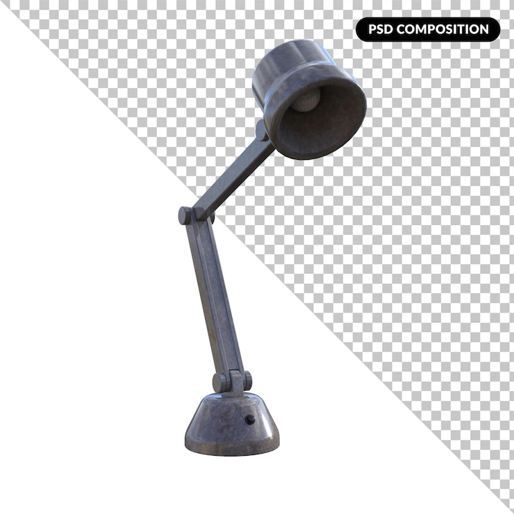 PSD lampada da scrivania isolata 3d