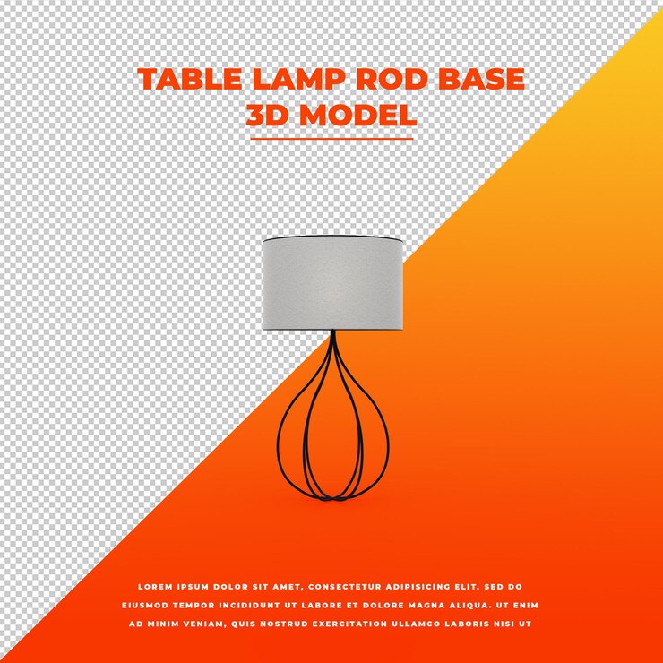 PSD lampada da tavolo con base a stelo modello isolato