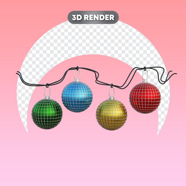 Lâmpada de bola de natal brilhante com gaiola objeto 3d