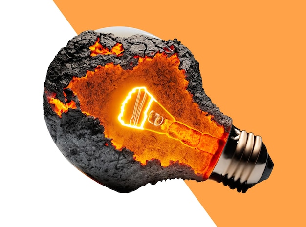 lâmpada de luz em chamas feita de lava