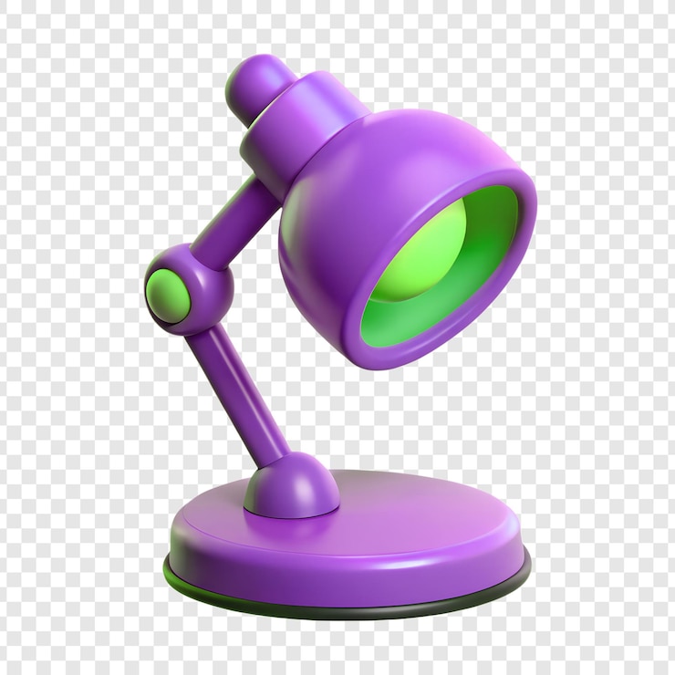 PSD lâmpada de mesa roxa de desenho animado 3d