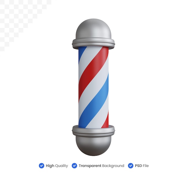 PSD lâmpada de poste de barbearia de renderização 3d isolada