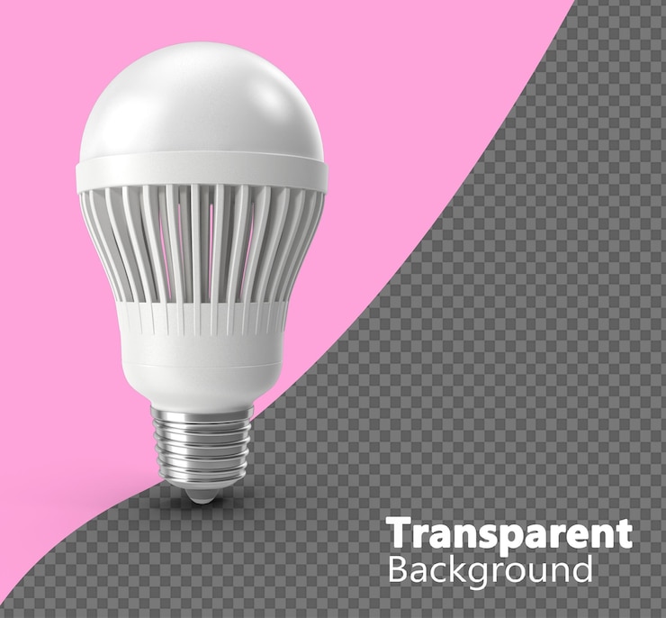 PSD lâmpada led isolada sobre um fundo transparente