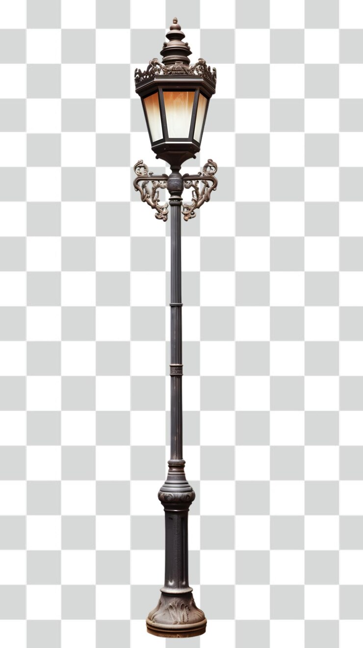 Lampada stradale vintage sfondo trasparente
