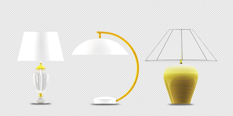 PSD lâmpadas em um vaso em renderização 3d isoladas