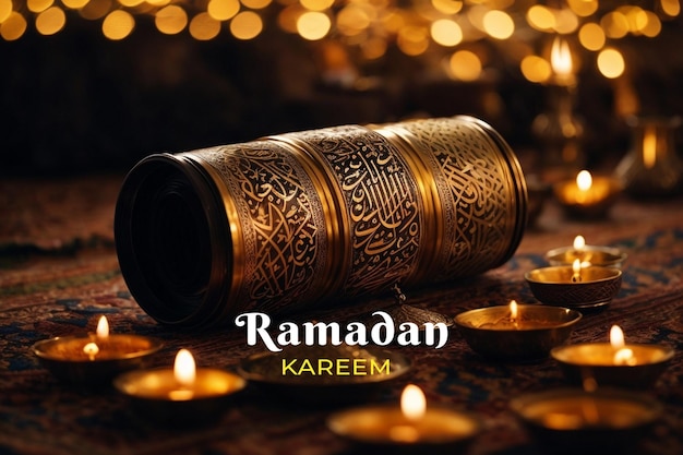 lampade ramadan kareem su sfondo bokeh