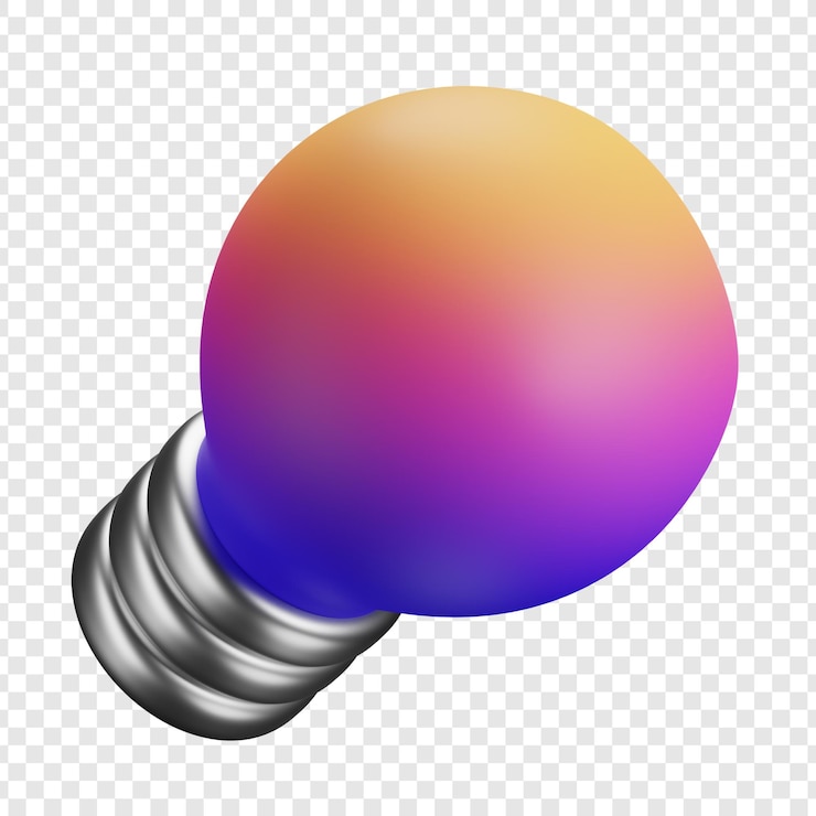 PSD lampadina 3d con colori gradienti