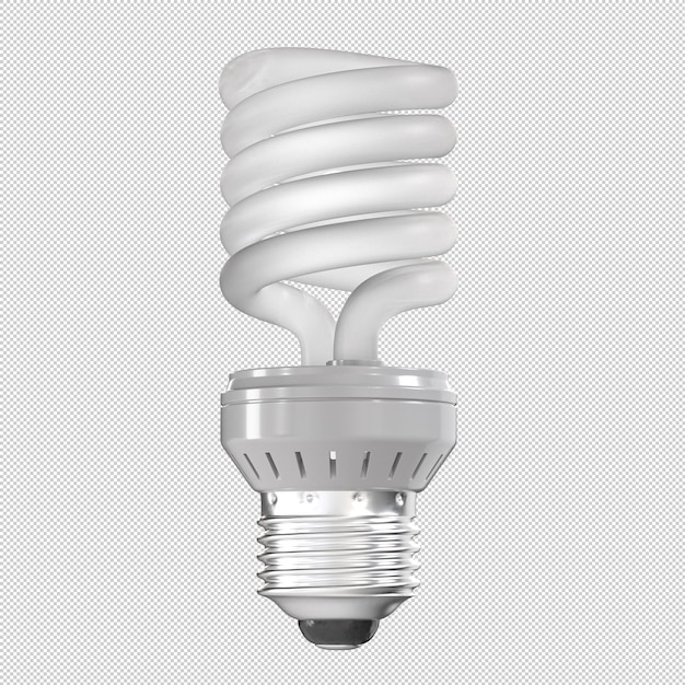 Lampadina a spirale ad efficienza energetica su sfondo bianco