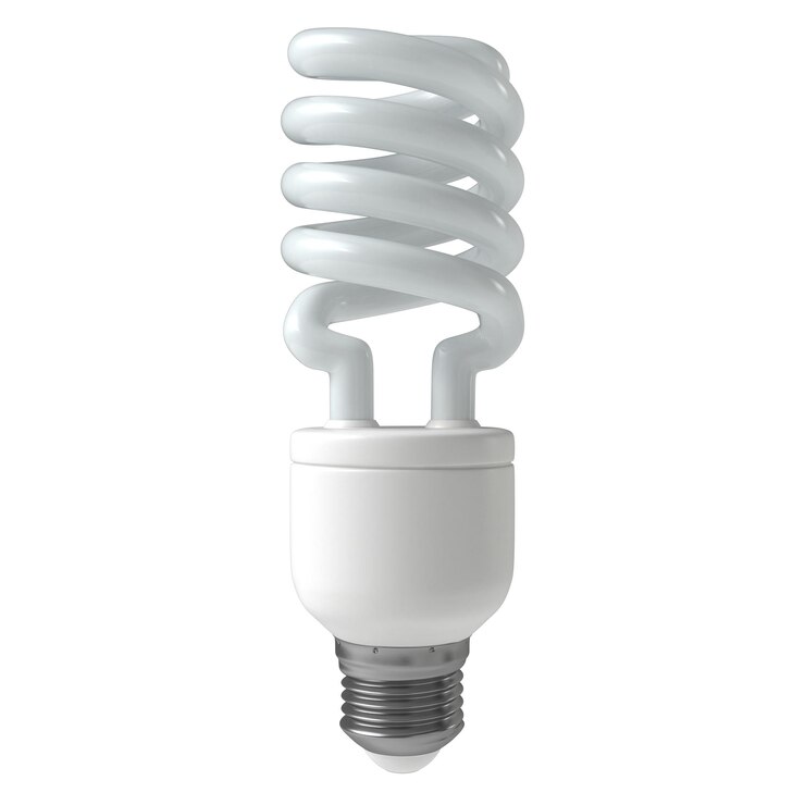 PSD lampadina fluorescente isolato sfondo trasparente rendering 3d