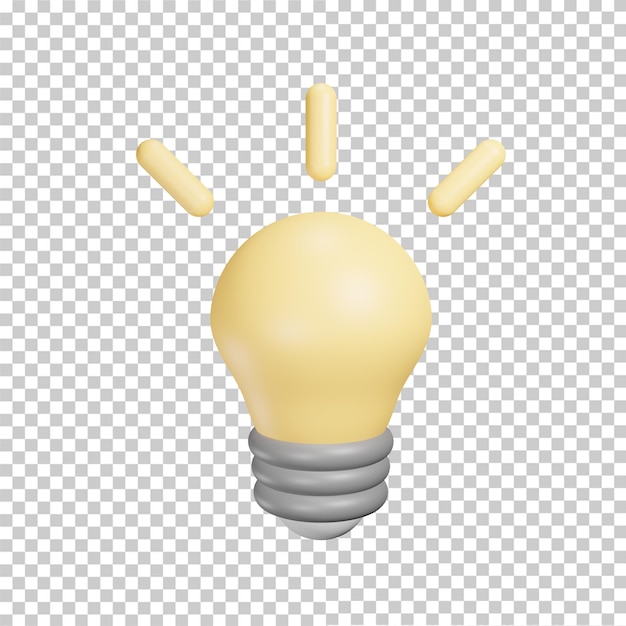 Lámpara 3D luz amarilla concepto inteligente idea nueva bombilla transparente png de alta calidad