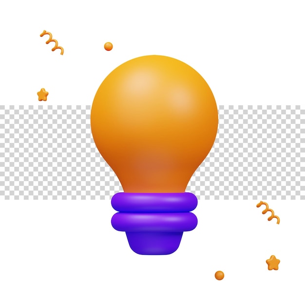 Lámpara bombilla idea innovación pensamiento renderizado 3d para sitio web o aplicación
