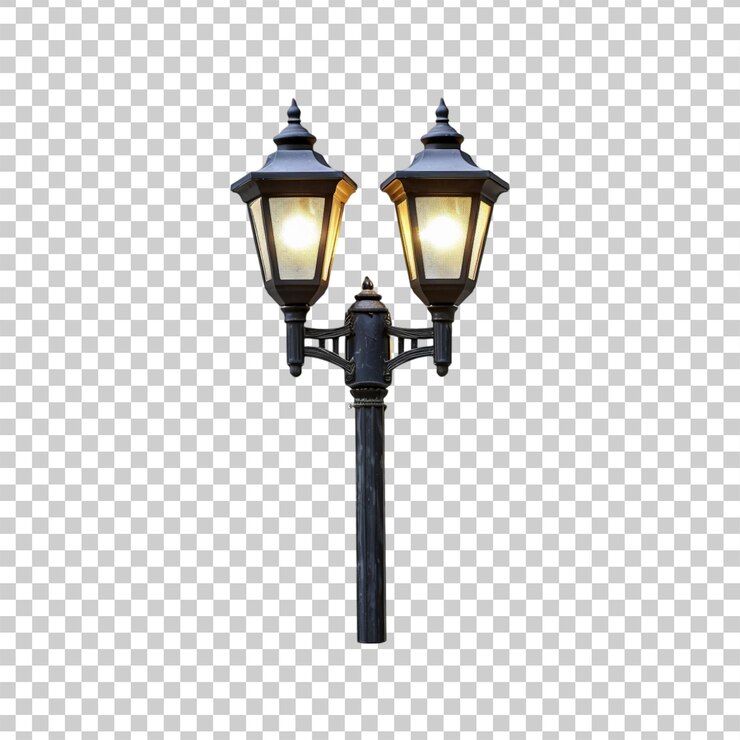 PSD lámpara de calle de luces escalonadas aislada sobre un fondo transparente