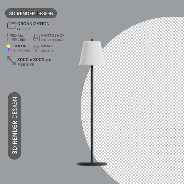 PSD lámpara de cama 3d con soporte