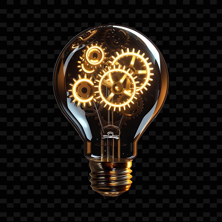 PSD lámpara con engranajes icono 3d hecho con plástico frosted metal png forma de color neón de moda