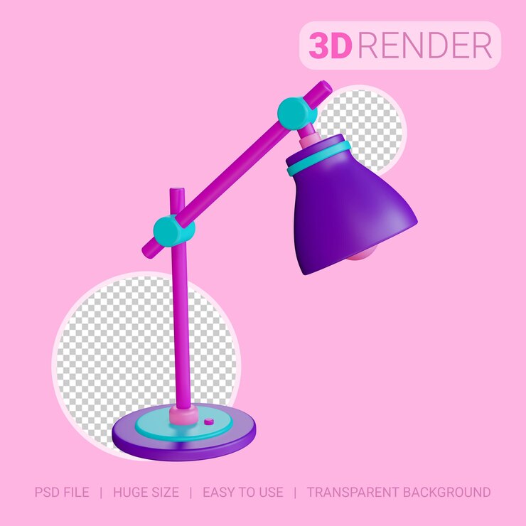 PSD lámpara de escritorio icono 3d con fondo transparente
