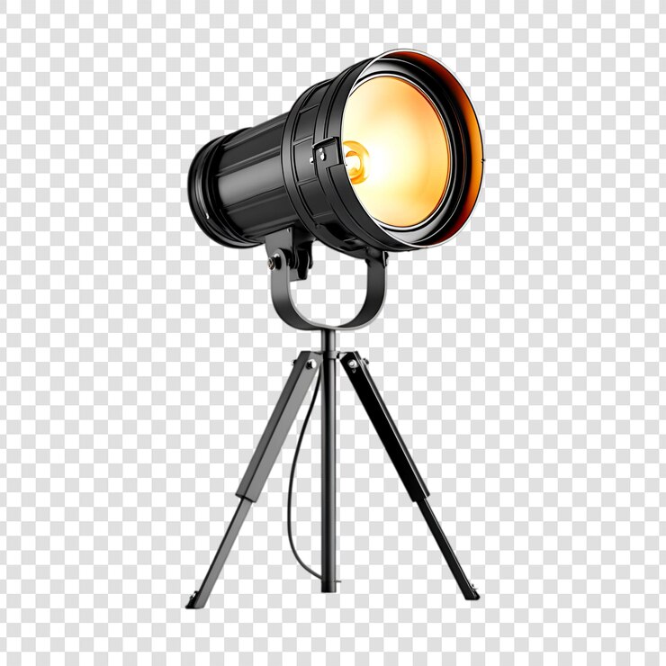 PSD lámpara de foco de trípode negro luz cálida iluminación diseño de iluminación de estudio
