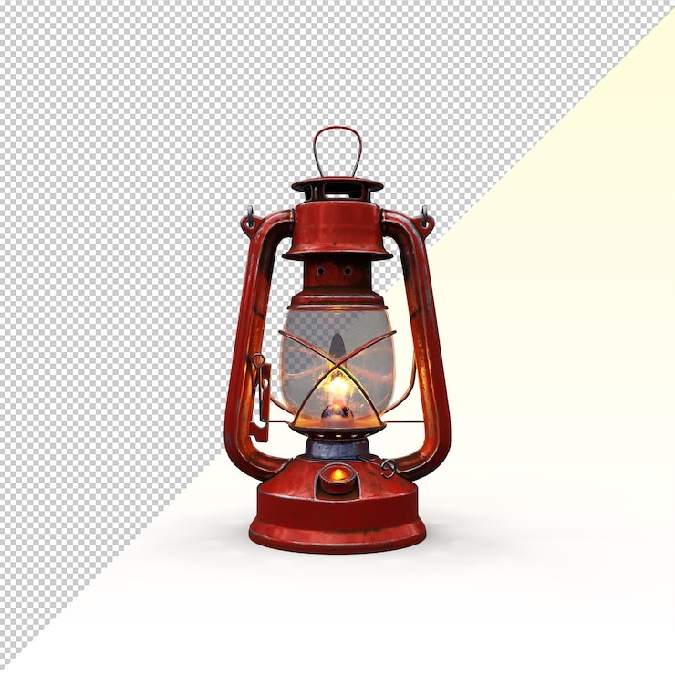 PSD lámpara de gas linterna de aceite vintage rojo aislada